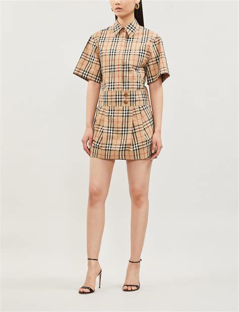 burberry gingham dress shirt|Check Cotton Shirt Dress in Husk .